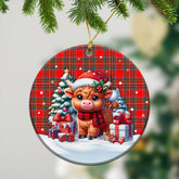 McBean Tartan Christmas Ceramic Ornament - Highland Cow Winter Style